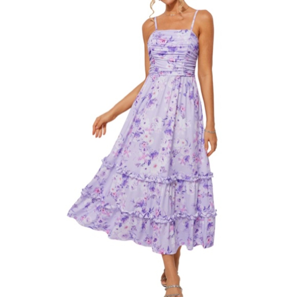 Grace Karin Purple Floral Midi Dress